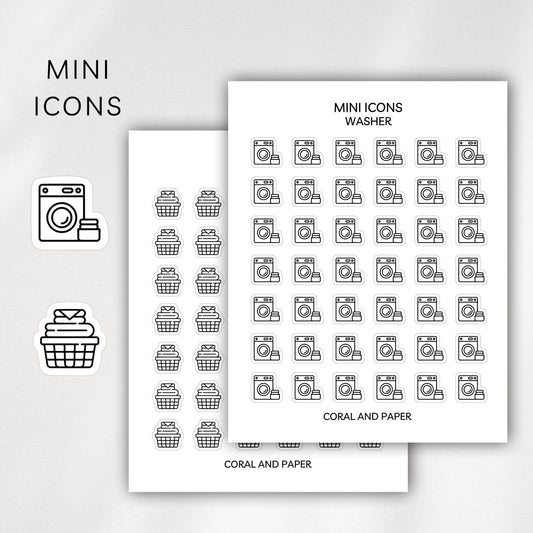 Laundry - Washer Mini Icons - Planner Stickers
