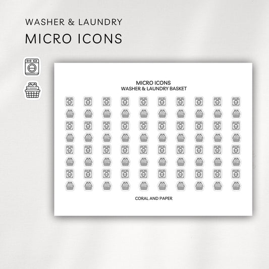 Washer & Laundry Micro Icons - Planner Stickers