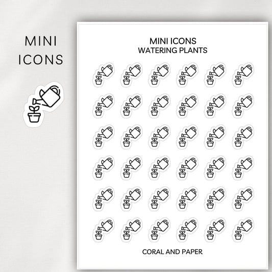 Watering Plants Mini Icons - Planner Stickers