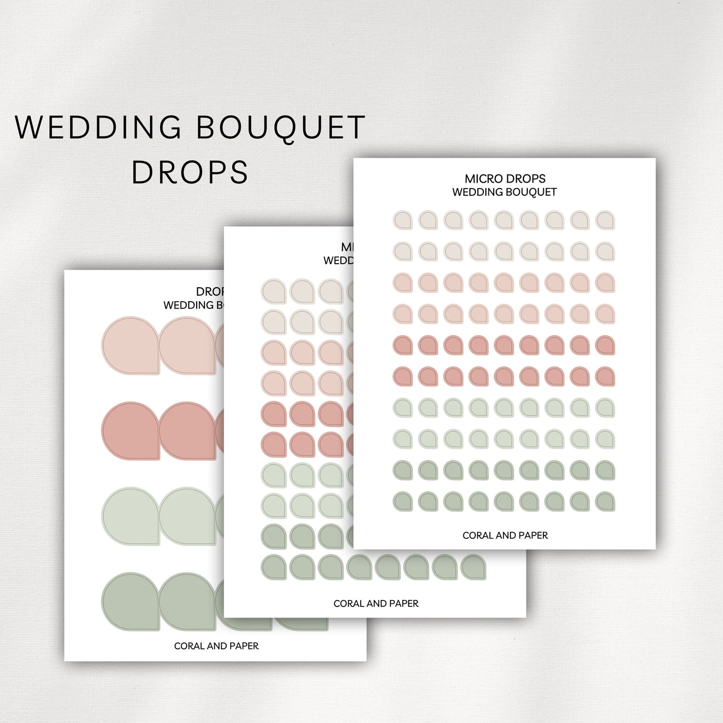 Wedding Bouquet Drops Planner Stickers | Minimal Functional Drop Stickers