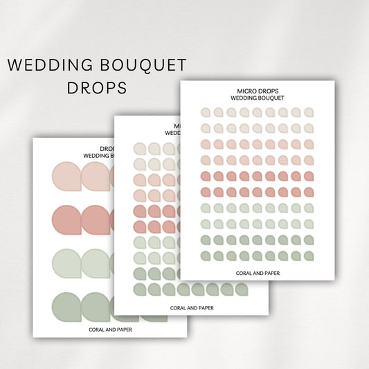 Wedding Bouquet Drops Planner Stickers | Minimal Functional Drop Stickers