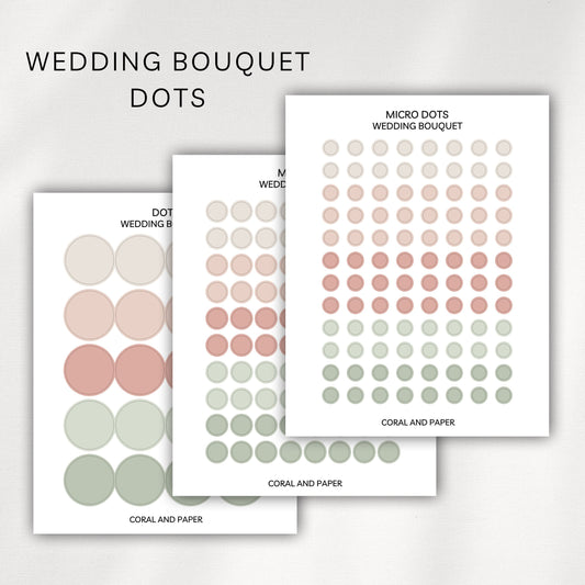 Wedding Bouquet Dots Planner Stickers | Minimal Functional Dots Stickers