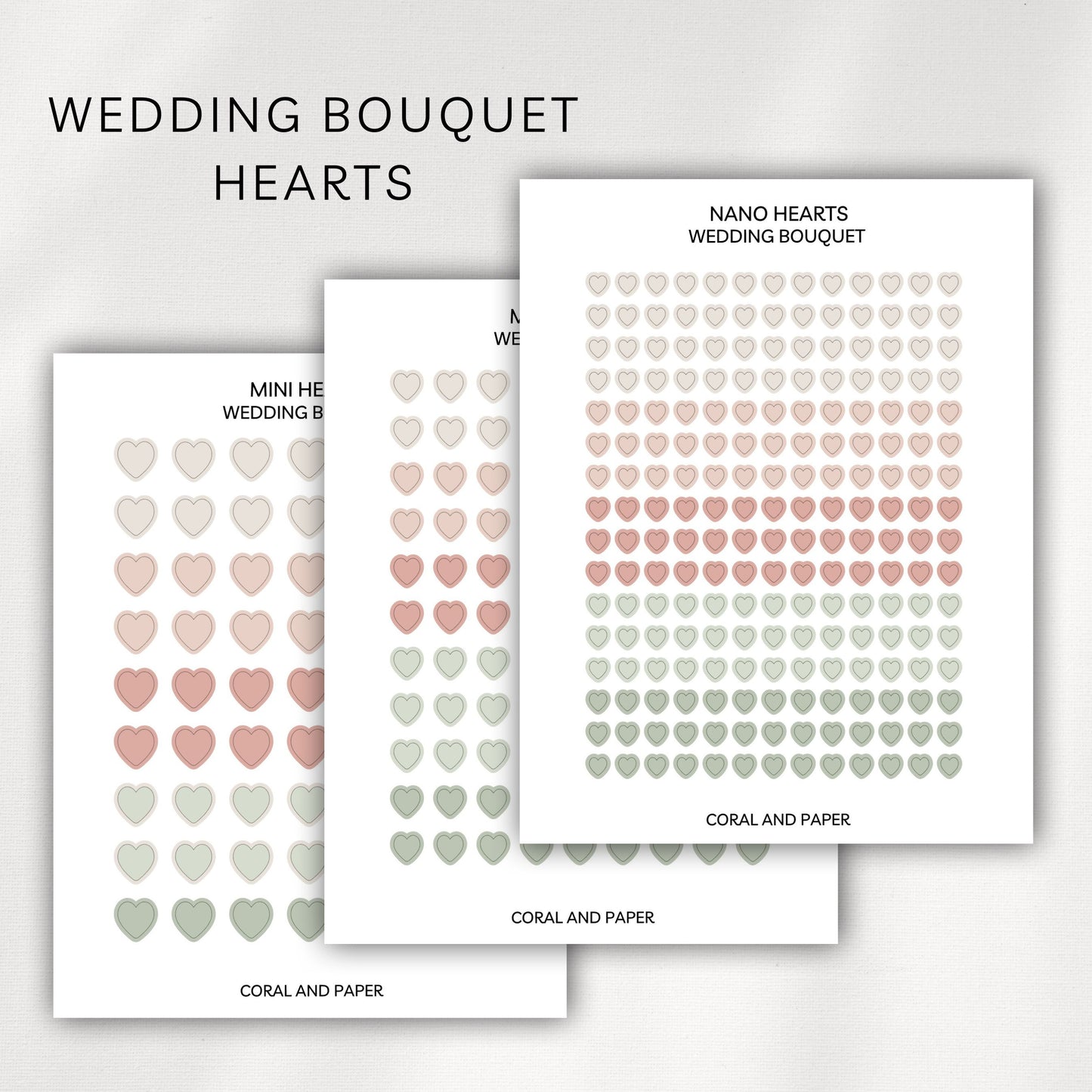 Wedding Bouquet Hearts Planner Stickers | Minimal Functional Hearts Stickers