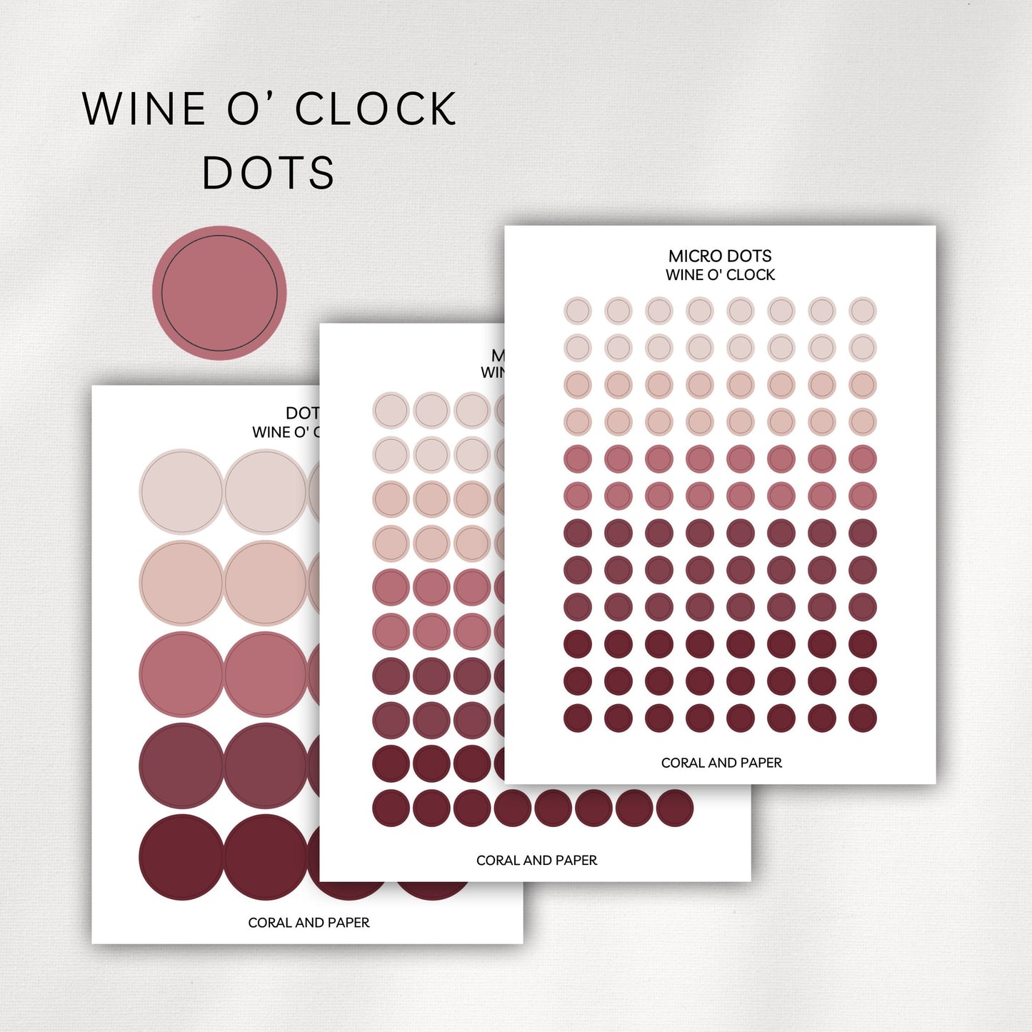 Wine O' Clock Dots Planner Stickers | Minimal Functional Dots Stickers