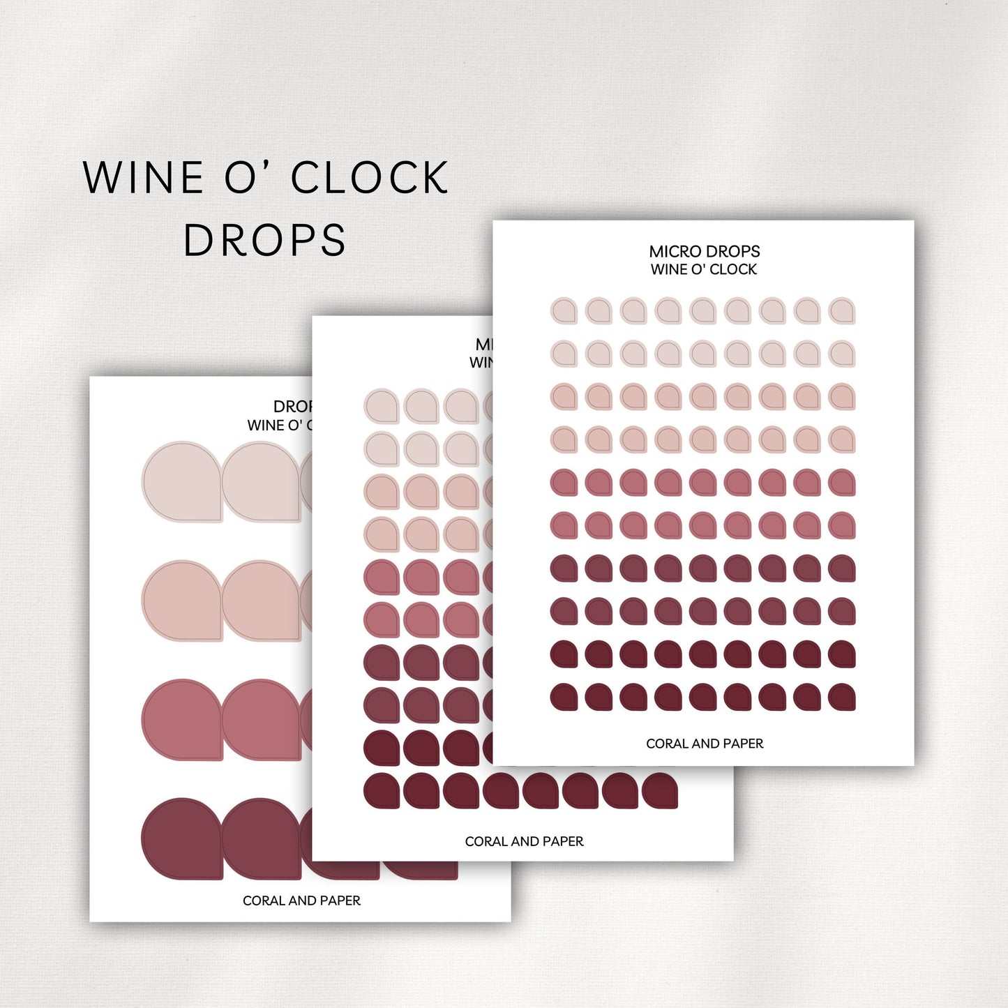 Wine O' Clock Drops Planner Stickers | Minimal Functional Drop Stickers