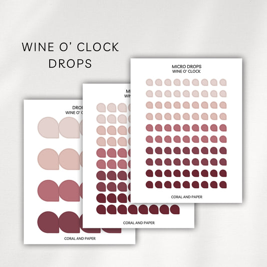Wine O' Clock Drops Planner Stickers | Minimal Functional Drop Stickers