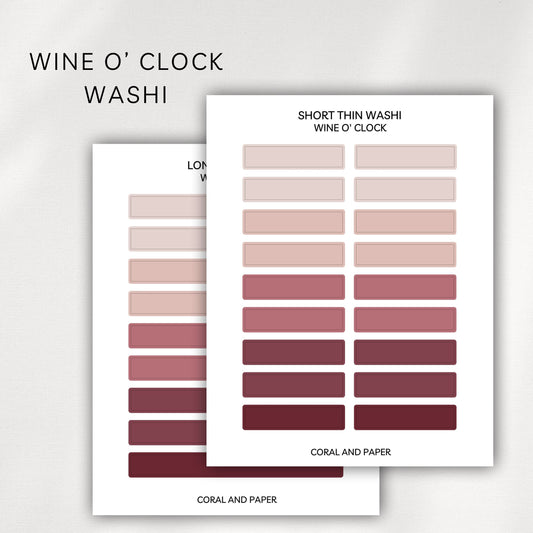 Wine O' Clock Washi Planner Stickers | Minimal Functional Washi