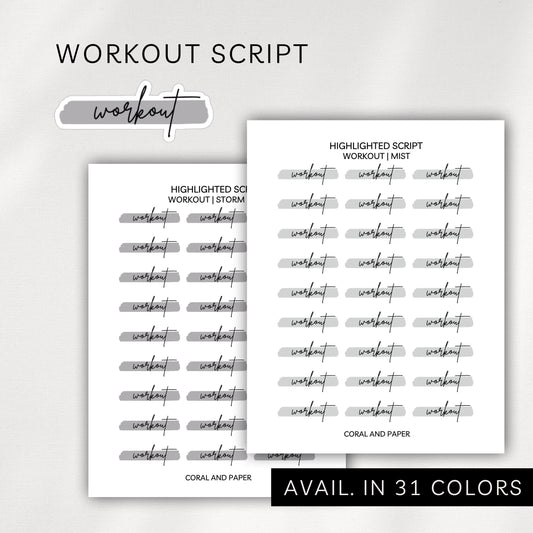 Workout - Highlighted Script Stickers