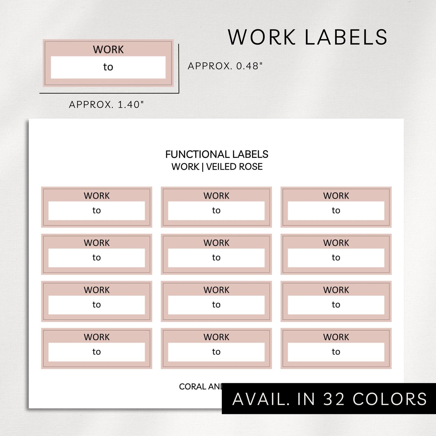 Work Functional Labels Planner Stickers | Minimal Box Stickers