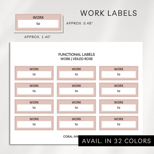 Work Functional Labels Planner Stickers | Minimal Box Stickers