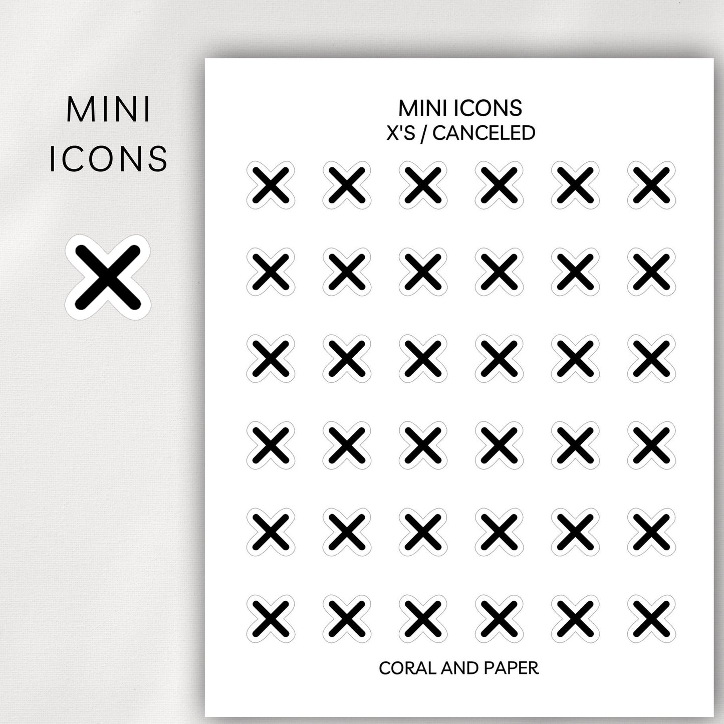 X / Canceled Mini Icons - Planner Stickers