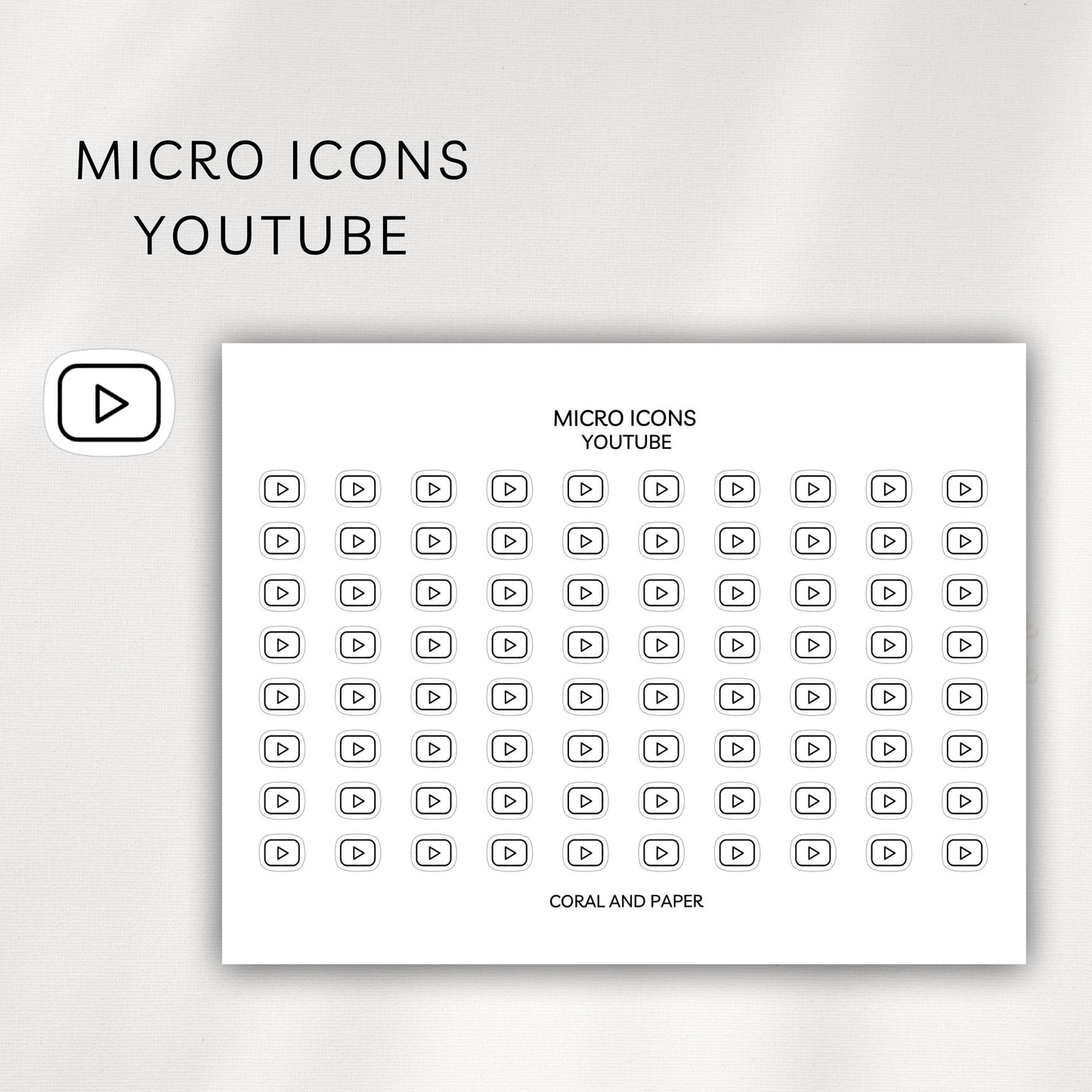 Youtube Micro Icons - Planner Stickers