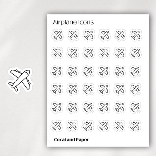 AIRPLANE Mini Icon Stickers | Minimalist Planner Stickers | Functional Stickers | Bullet Journal