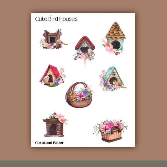 BIRD HOUSES - Deco Stickers | Planner Stickers | Sticker Sheet