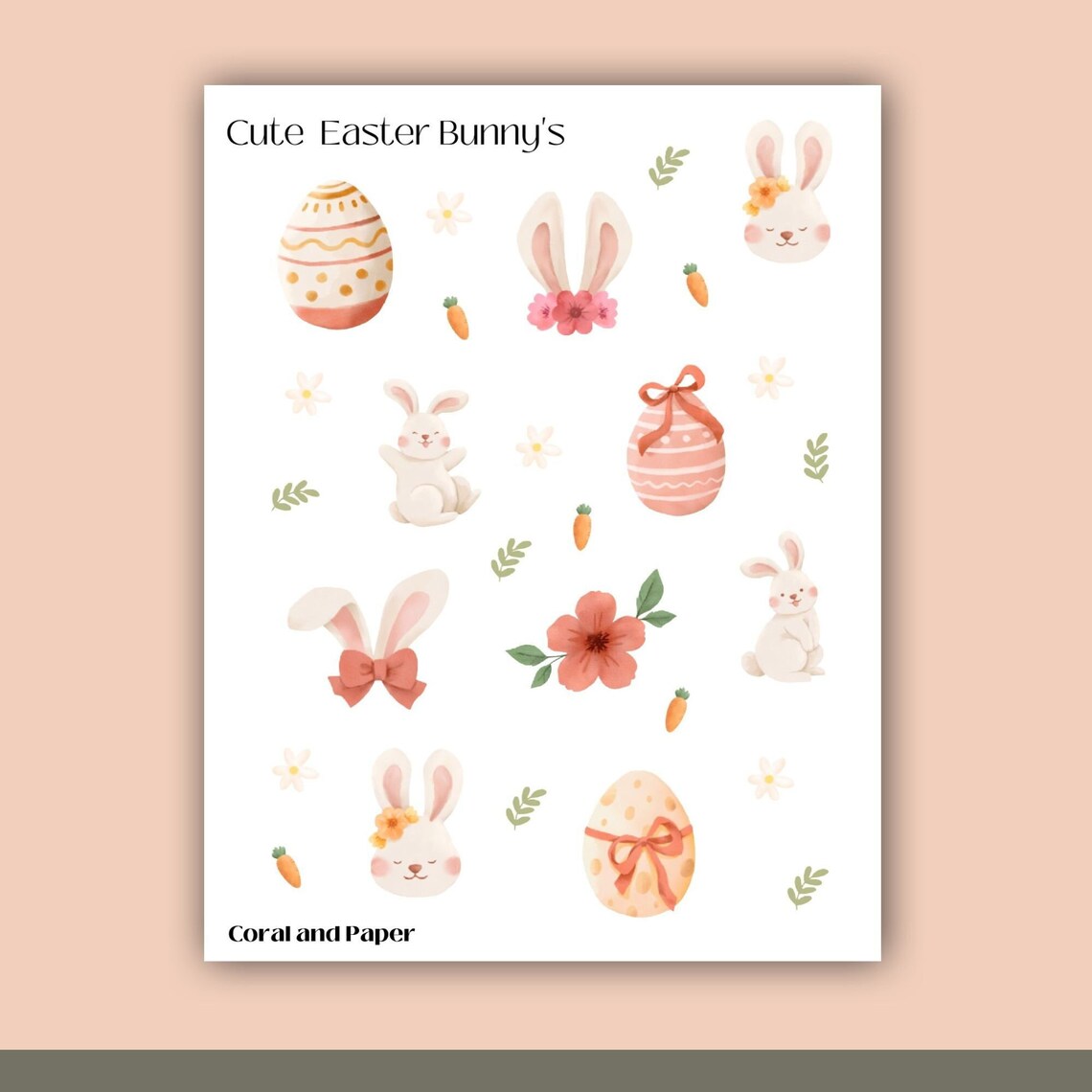 CUTE EASTER BUNNY'S - Deco Stickers | Planner Stickers | Sticker Sheet