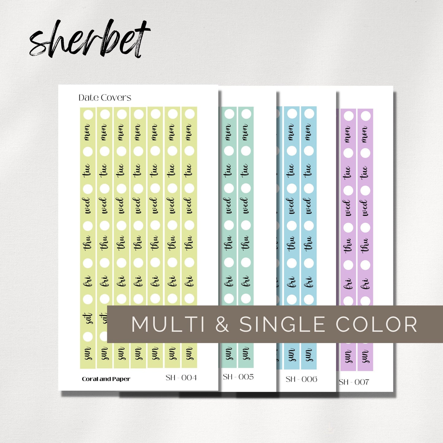 SHERBET DATE COVERS | Hobonichi Weeks Planner Stickers | Mini Planner Planner Stickers, Pastel Date Covers | Colorful Date Covers |