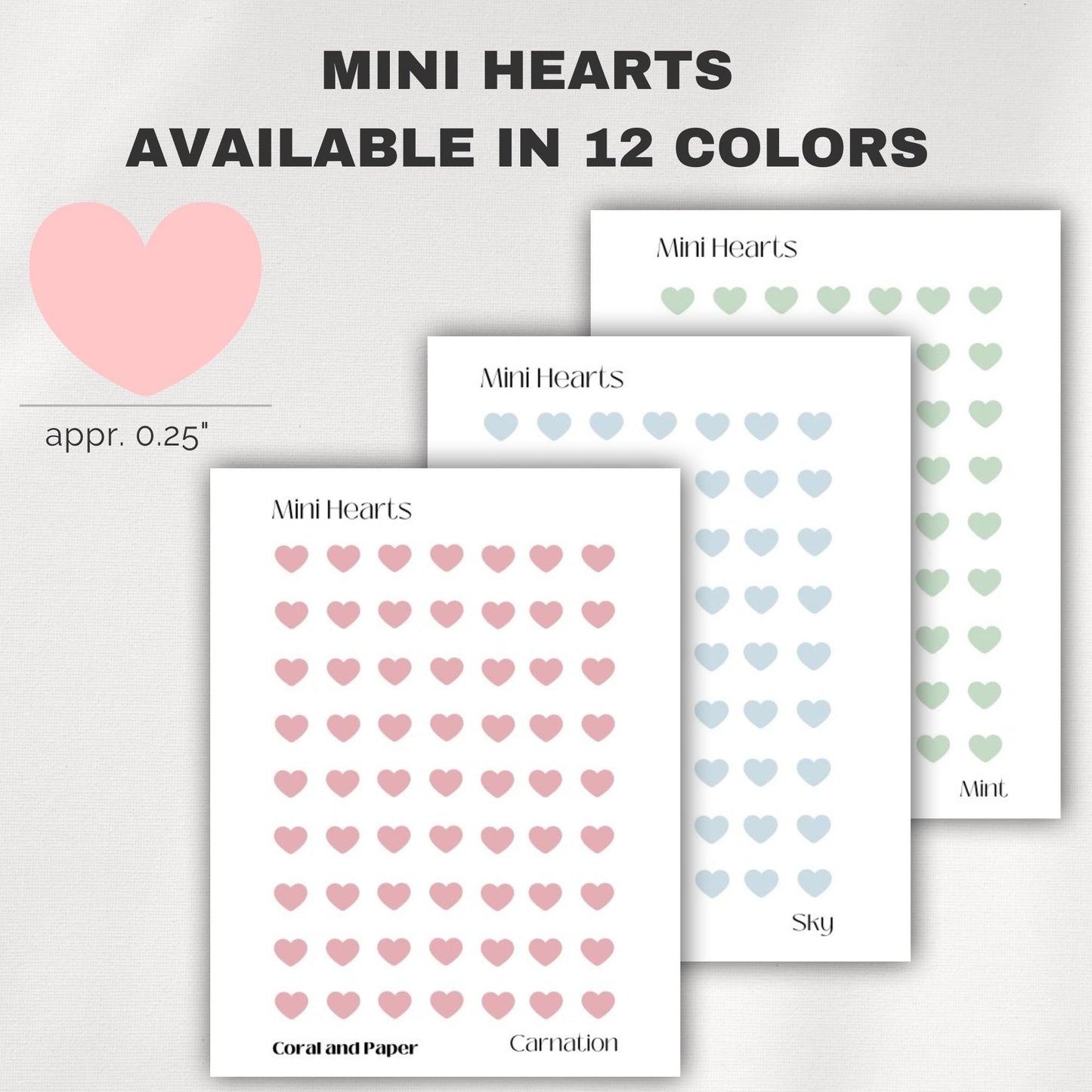 TRANSPARENT MINI HEARTS Planner Stickers | Minimalist Planning | Functional Planner Stickers