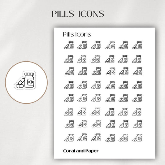 PILLS Mini Icon Stickers | Minimalist Planner Stickers | Functional Stickers | Budget Stickers | Bullet Journal