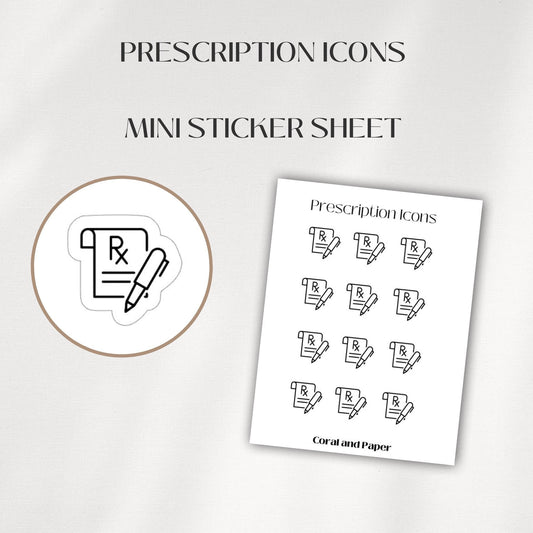 PRESCRIPTION Mini Icon Stickers | Medicine Planner Stickers | Functional Stickers | Budget Stickers | Bullet Journal