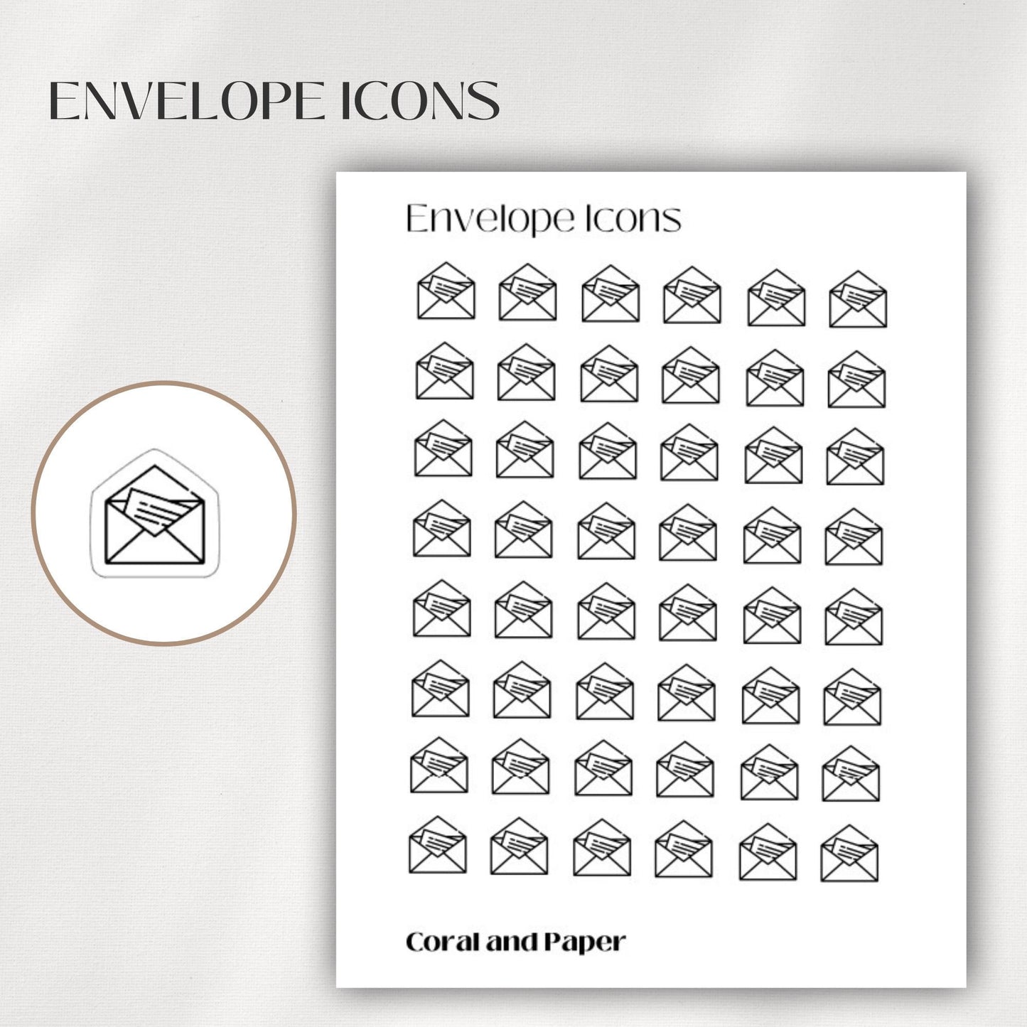 ENVELOPES Mini Icon Stickers | Minimalist Planner Stickers | Functional Stickers | Budget Stickers | Bullet Journal