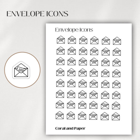 ENVELOPES Mini Icon Stickers | Minimalist Planner Stickers | Functional Stickers | Budget Stickers | Bullet Journal