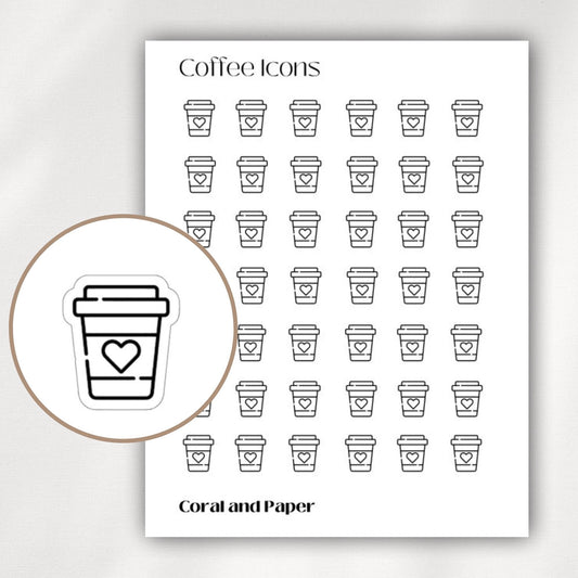 COFFEE Mini Icon Stickers | Minimalist Planner Stickers | Functional Stickers | Budget Stickers | Bullet Journal