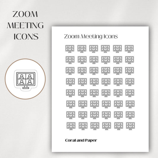 ZOOM Meeting Mini Icon Stickers | Minimalist Planner Stickers | Functional Stickers | Budget Stickers | Bullet Journal