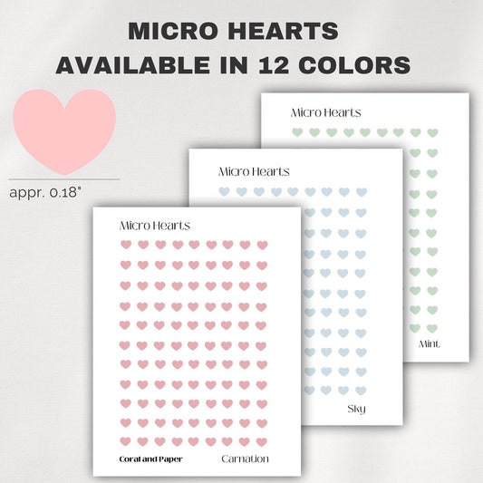 TRANSPARENT MICRO HEARTS Planner Stickers | Minimalist Planner Stickers | Functional Planner Stickers