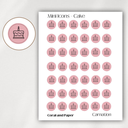 Cake Mini Icon Stickers | Minimalist Planner Stickers | Functional Stickers | Bullet Journal|.