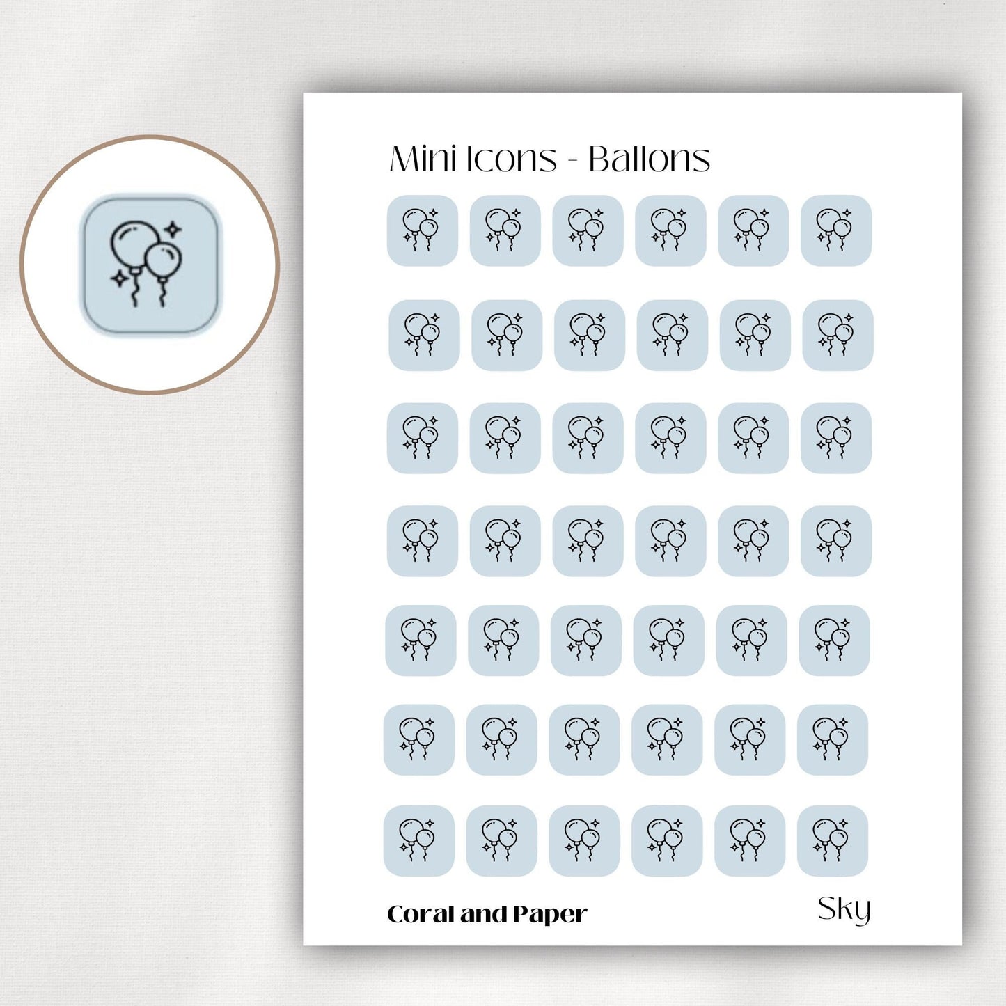 BALLOONS Mini Icon Stickers | Minimalist Planner Stickers | Functional Stickers | Bullet Journal