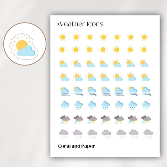 WEATHER Mini Icon Stickers | Minimalist Planner Stickers | Functional Stickers | Bullet Journal