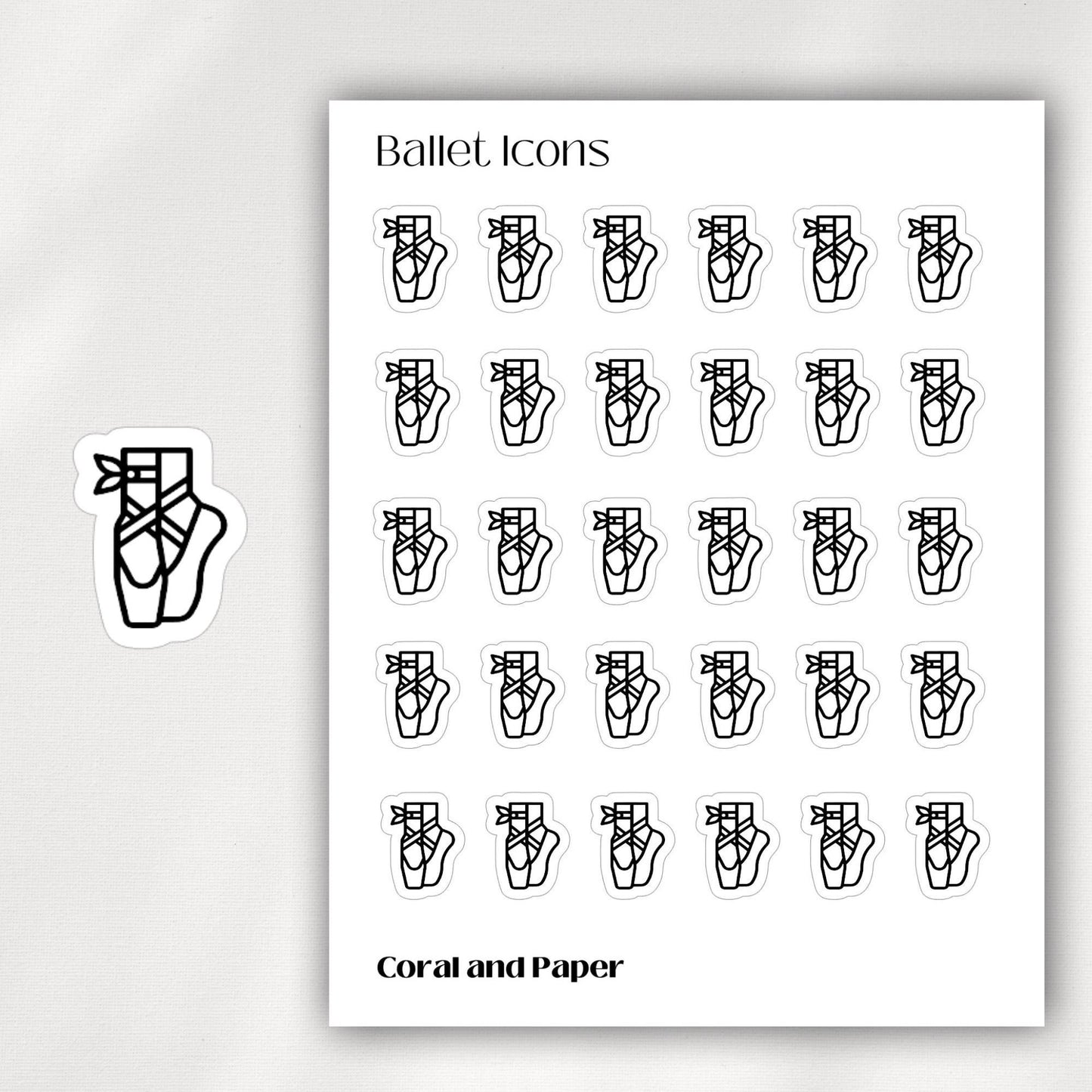BALLET Mini Icon Stickers | Minimalist Planner Stickers | Functional Stickers | Bullet Journal
