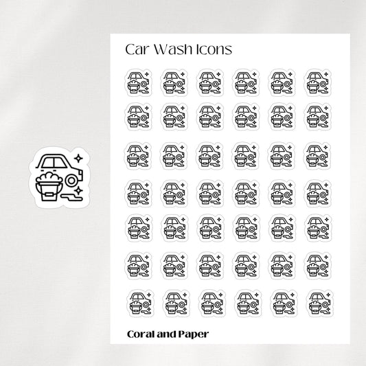 CAR WASH Mini Icon Stickers | Minimalist Planner Stickers | Functional Stickers | Bullet Journal