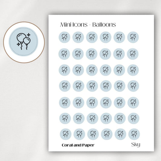 BALLOONS Mini Icon Stickers | Minimalist Planner Stickers | Functional Stickers | Bullet Journal||