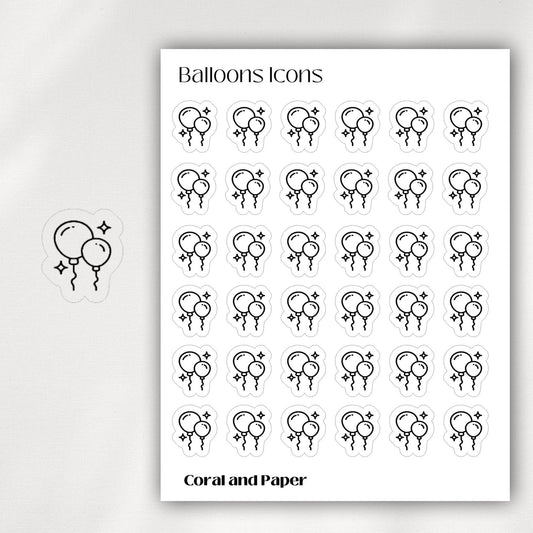 BALLOONS Mini Icon Stickers | Minimalist Planner Stickers | Functional Stickers || Bullet Journal