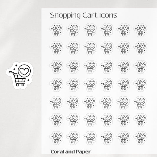 SHOPPING CART Mini Icon Stickers | Minimalist Planner Stickers | Functional Stickers | Bullet Journal