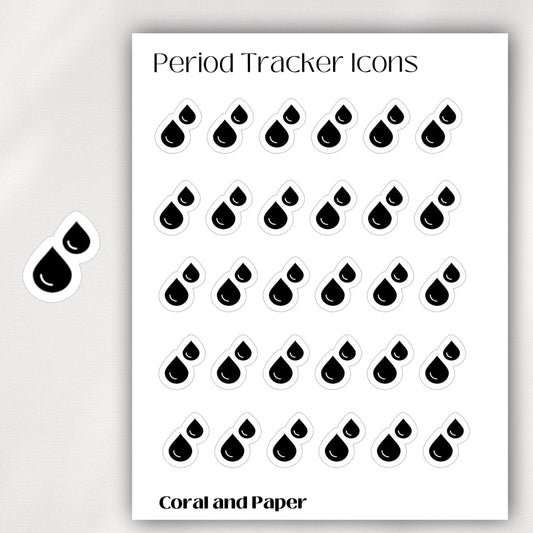 PERIOD TRACKER Mini Icon Stickers | Minimalist Planner Stickers | Functional Stickers | Bullet Journal