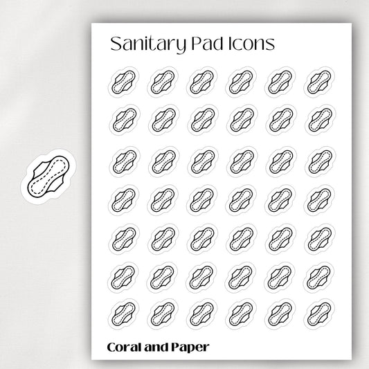 SANITARY PAD Mini Icon Stickers | Minimalist Planner Stickers | Functional Stickers | Bullet Journal