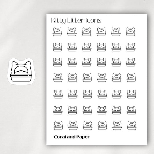 KITTY LITTER Mini Icon Stickers | Minimalist Planner Stickers | Functional Stickers | Bullet Journal