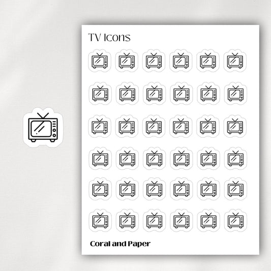 TV Mini Icon Stickers | Minimalist Planner Stickers | Functional Stickers | Bullet Journal