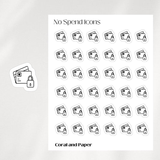 NO SPEND Mini Icon Stickers | Minimalist Planner Stickers | Functional Stickers | Bullet Journal