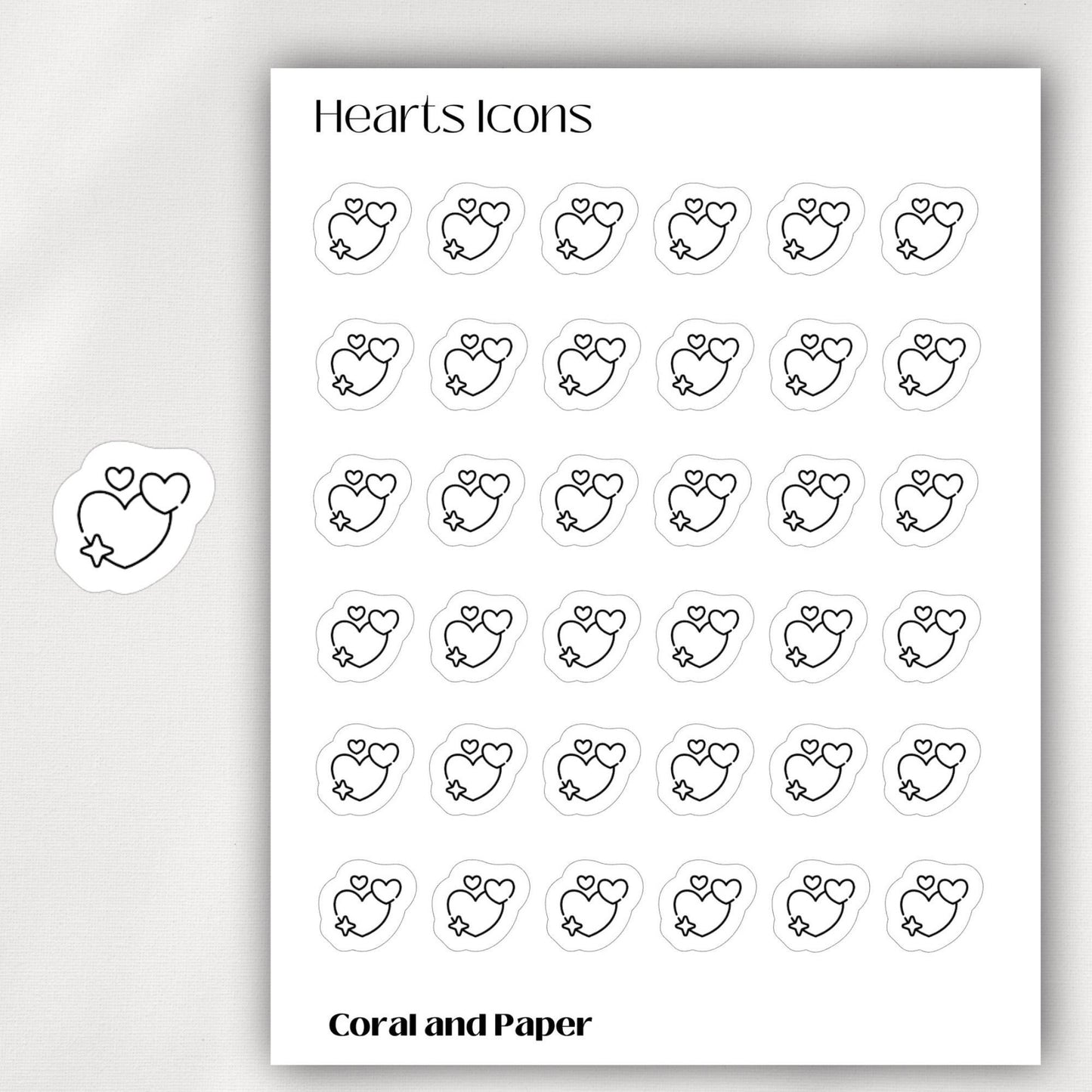 HEARTS Mini Icon Stickers | Minimalist Planner Stickers | Functional Stickers | Bullet Journal