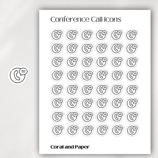 CONFERENCE CALL Mini Icon Stickers | Minimalist Planner Stickers | Functional Stickers | Budget Stickers | Bullet Journal