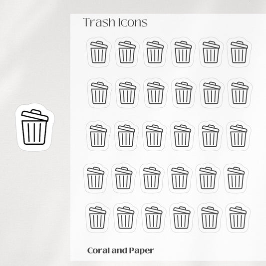 TRASH Mini Icon Stickers | Minimalist Planner Stickers | Functional Stickers | Bullet Journal