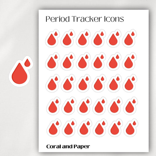 PERIOD TRACKER Mini Icon Stickers | Minimalist Planner Stickers | Functional Stickers | Bullet Journal|