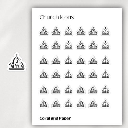 CHURCH Mini Icon Stickers | Minimalist Planner Stickers | Functional Stickers | Budget Stickers | Bullet Journal