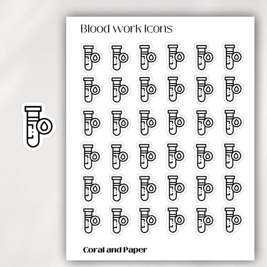 BLOODWORK Mini Icon Stickers | Minimalist Planner Stickers | Functional Stickers | Budget Stickers | Bullet Journal