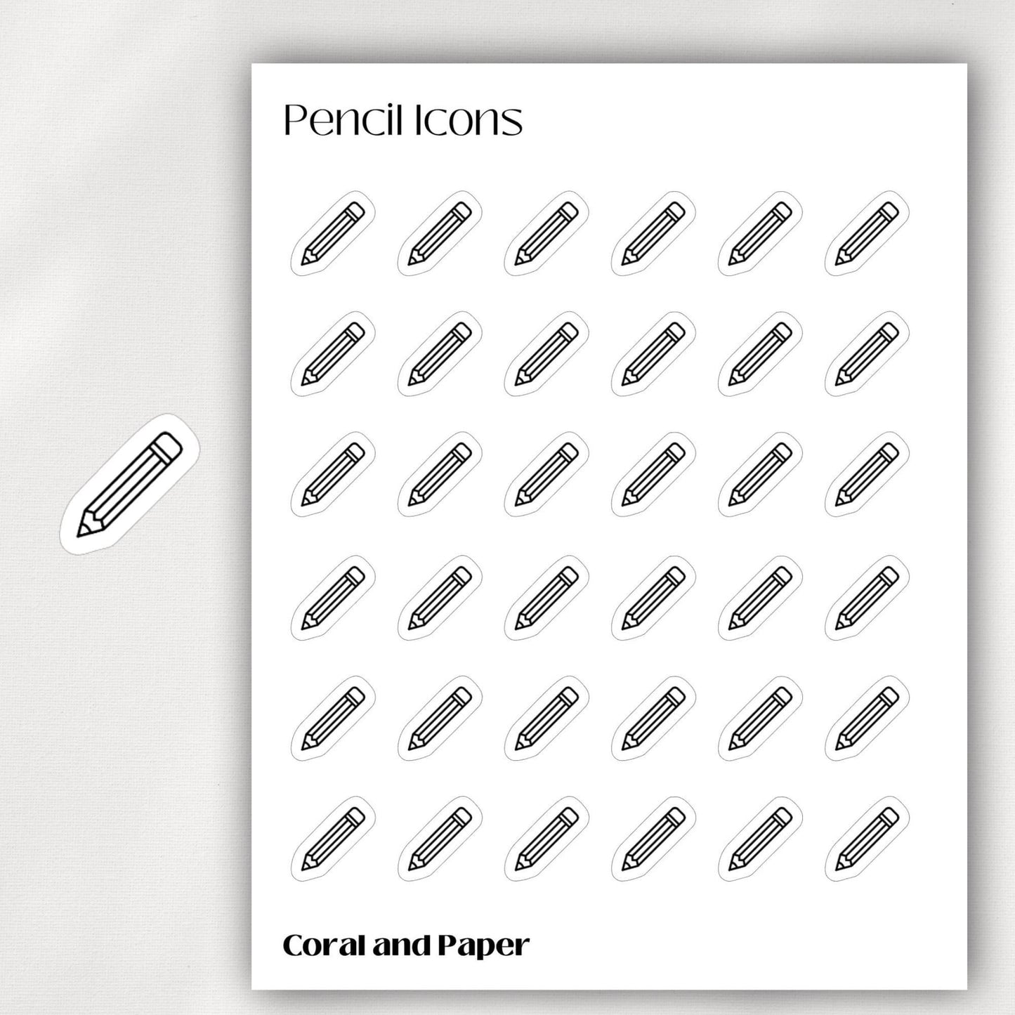PENCIL  Mini Icon Stickers | Minimalist Planner Stickers | Functional Stickers | Bullet Journal