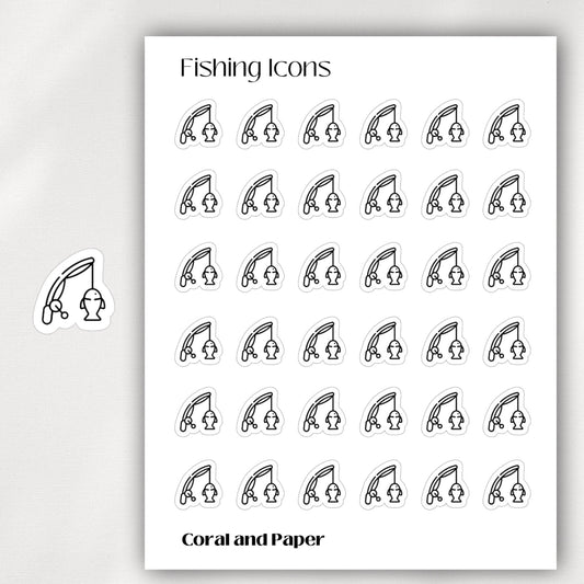 FISHING - Mini Icon Stickers | Minimalist Planner Stickers | Functional Stickers | Bullet Journal