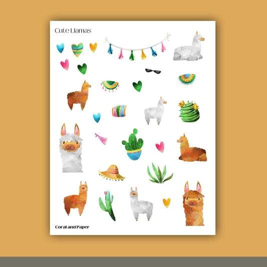 CUTE LLAMAS - Deco Stickers | Planner Stickers | Sticker Sheet